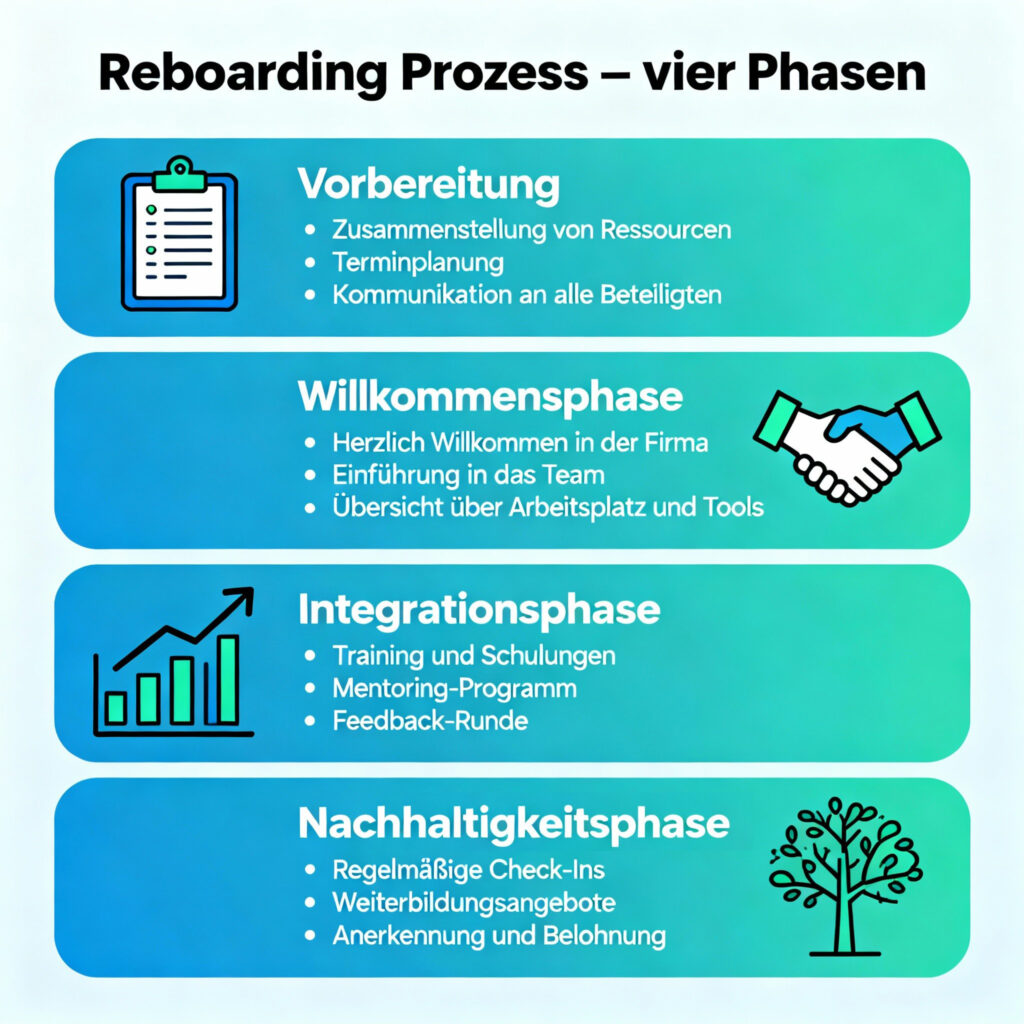 Beschreibung der vier Prozesse des Reboardings