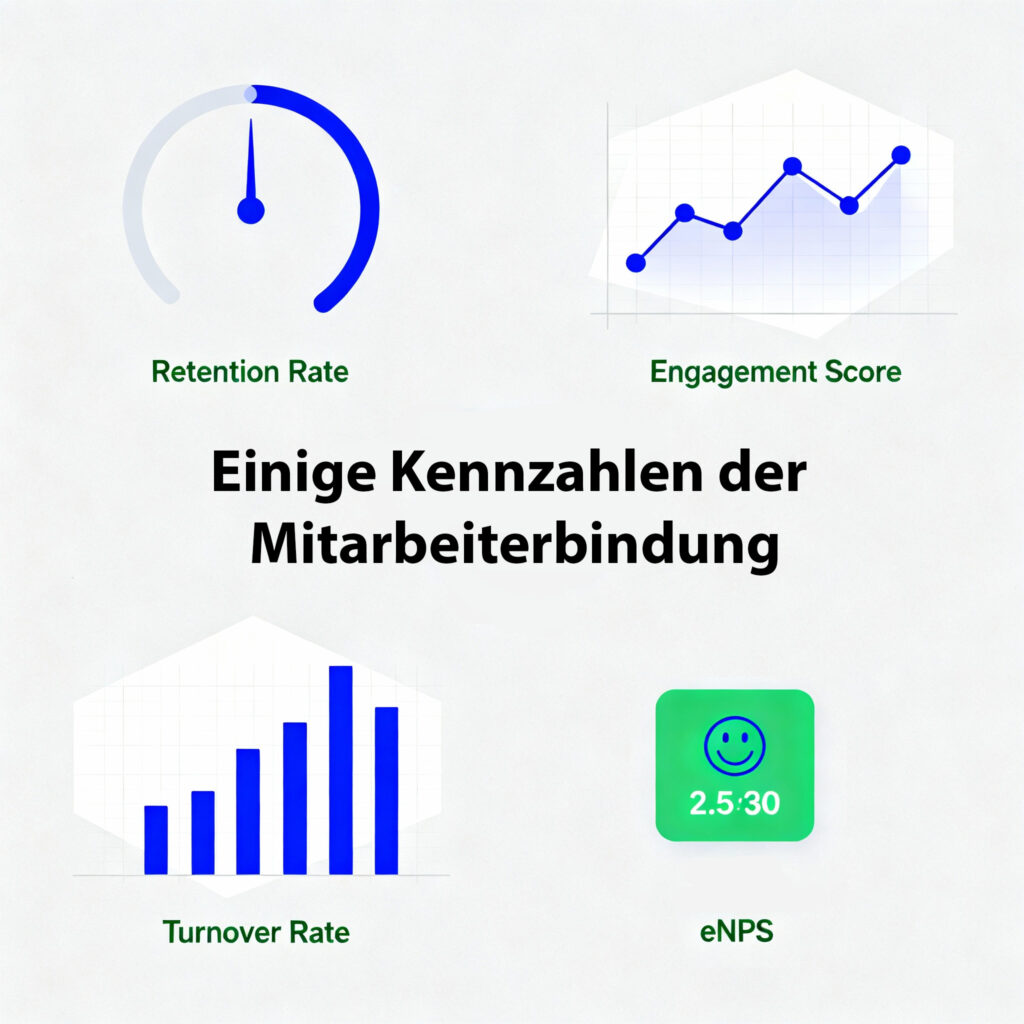 Einige Kennzahlen zur Mitarbeiterbindung werden dargestellt