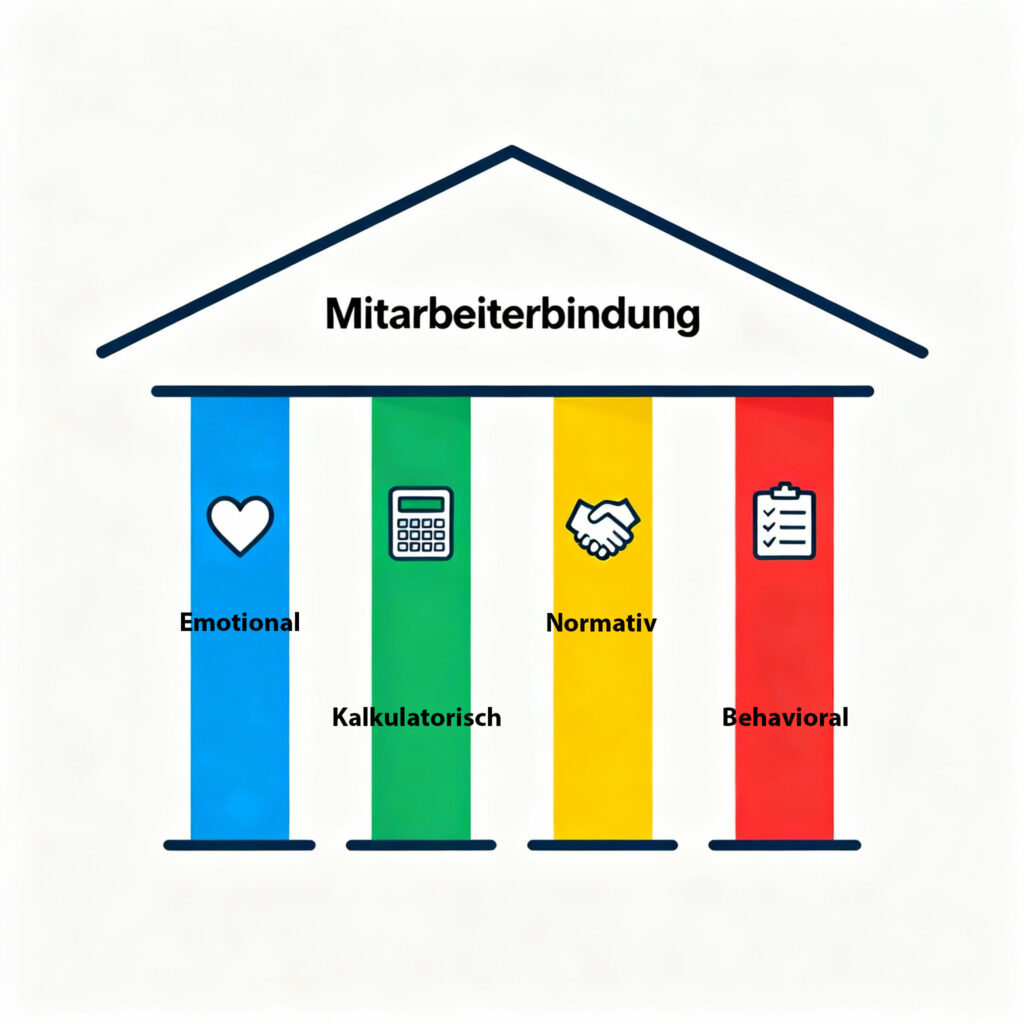 Die vier Ebenen der Mitarbeiterbindung werden beschrieben